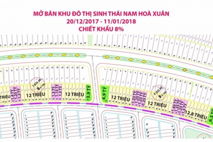 Mở bán block B2-104 & B2-105 B2-133 tại KĐT Nam Hoà Xuân, chiết khấu 8%. Lh 0905395818