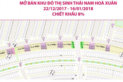 Mở bán block B2-103 & B2-107 tại khu đô thị sinh thái Nam Hoà Xuân, chiết khấu 8%