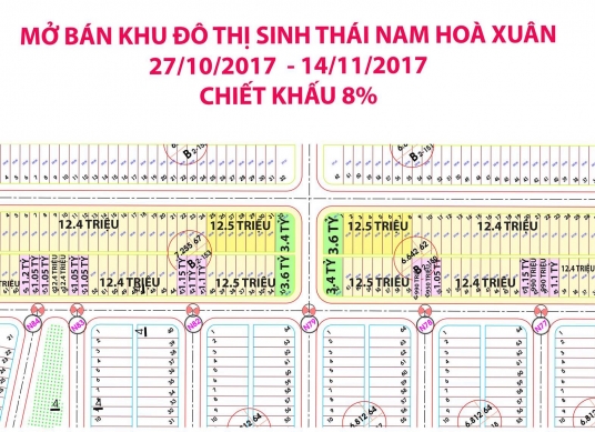 Ngày 27/10/2017 mở bán block B2-150 & B2-153 tại khu đô thị sinh thái Nam Hoà Xuân